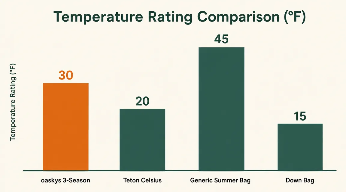 chart showing temperature comfort range tested across six camping trips from April to October